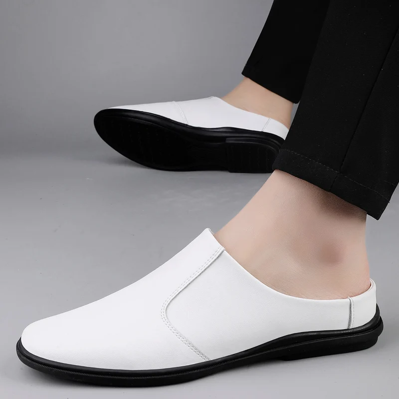 

Высококачественная брендовая мужская кожаная повседневная обувь, повседневные лоферы на плоской подошве, легкая мужская рабочая обувь, простая черная