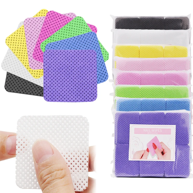 300/100Pcs 린트 프리 네일 와이프 매니큐어 리무버 코튼 패드 와이프 냅킨 UV 젤 제거 패드 메이크업 청소 매니큐어 도구