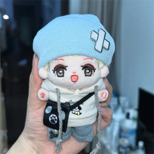 10cmの綿製ドール服、かわいい子犬のパーカー衣装セット（帽子と小さなバッグ付き）、犬をテーマにしたぬいぐるみドレスアップワードローブ、かわいいギフト