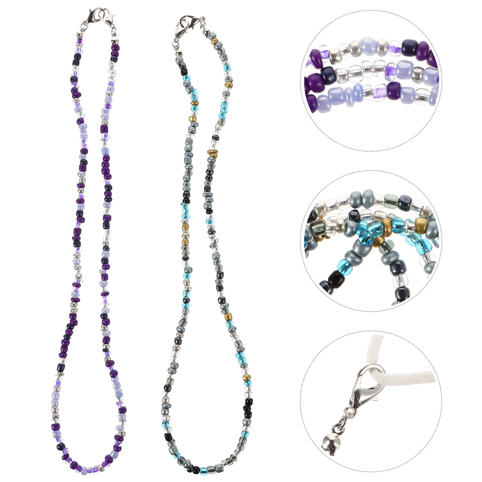 2 pièces de chaînes de masque de 50 cm, cordon pour masque facial et lunettes, sangle de cou perlée, légère, antidérapante, pour un usage quotidien