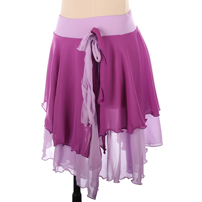 Women Girl Skating Skirt Figure Skating Purple Color-Block Short Skirt