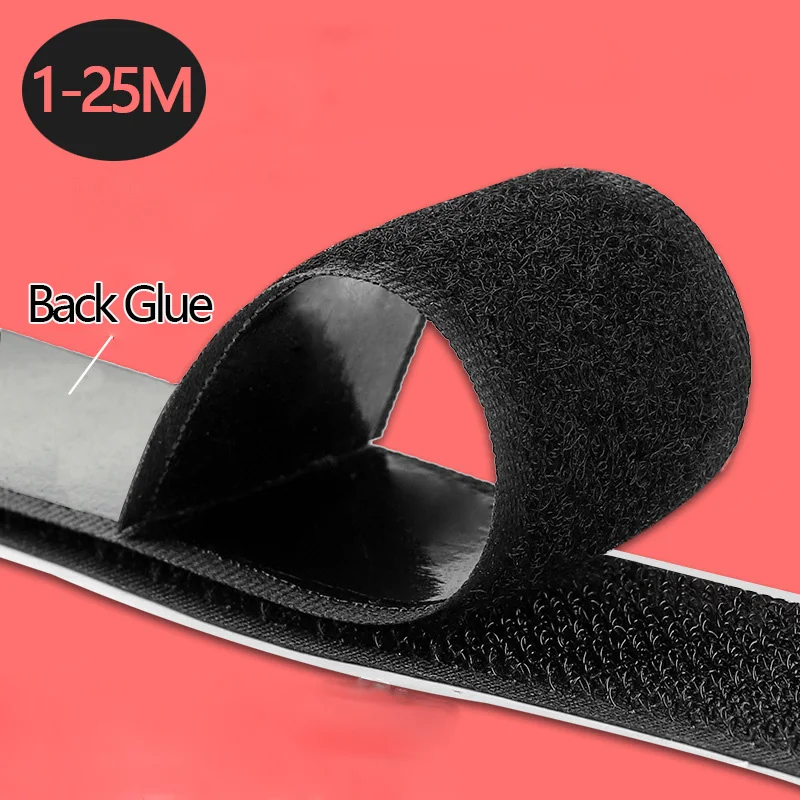 

1-25Meter Self Adhesive Hook and Loop Tape Nylon Sticky Back Heavy Duty Adhesive Fastener Strip for Office Cable Home DIY Craft