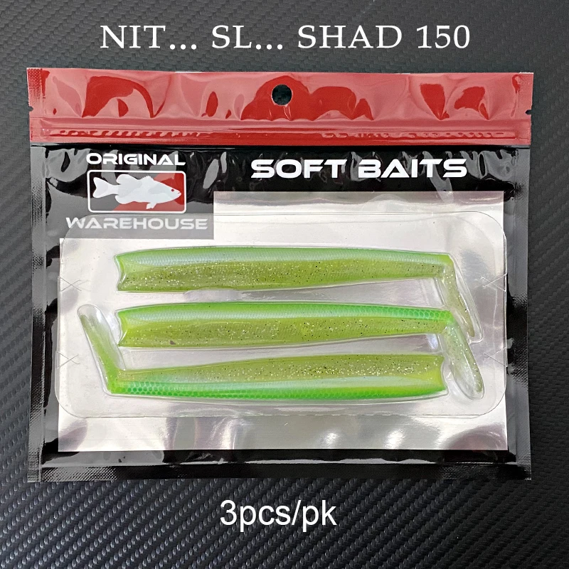 Original NITR SLI SHAD 110 150 180 Soft Swim Bait Fishing Lure Jighead Black Tail Minnow For Sea Bass Pike Perch Chub