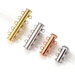 2/3/4/5 Rows Stainless Steel Magnetic Buckle Slide Tubes Lock For Layered Bracelet Necklaces Buckle Hook Jewelry Making Findings