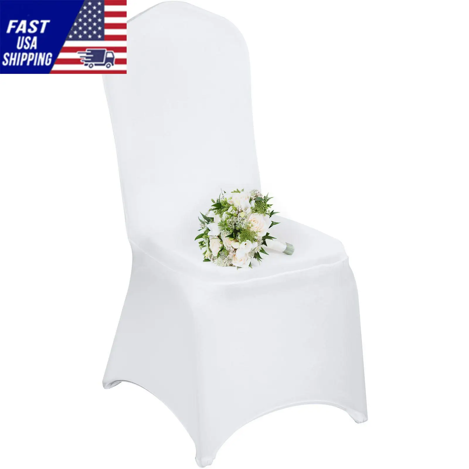 100 Pcs White Chair Covers Polyester Spandex Chair Cover Stretch Slipcovers for Wedding Party Dining Banquet Flat-Front Ch