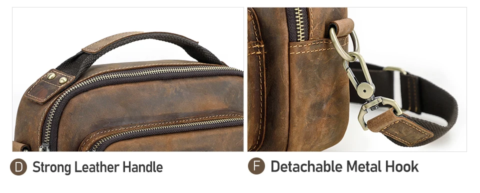 CONTACT'S Sling-Umhängetaschen aus echtem Leder für Herren, Vintage-Umhängetasche, Umhängetasche für Herren, Reisetasche für 8,3 Zoll iPad Mini – Detail 10