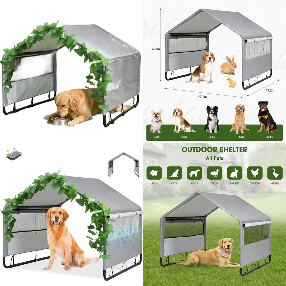 

Уличный укрытие для крупных и средних собак, водонепроницаемый навес от солнца для бездомных кошек, свиней и скота с искусственным виноградом