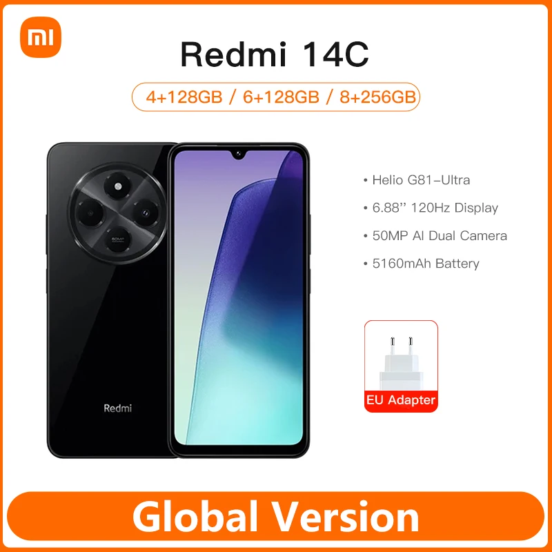 Xiaomi Redmi 14C Global Version Helio G81-Ultra 6.88'' 120Hz Display 50MP AI Dual Camera Massive 5160mAh Battery NFC HyperOS