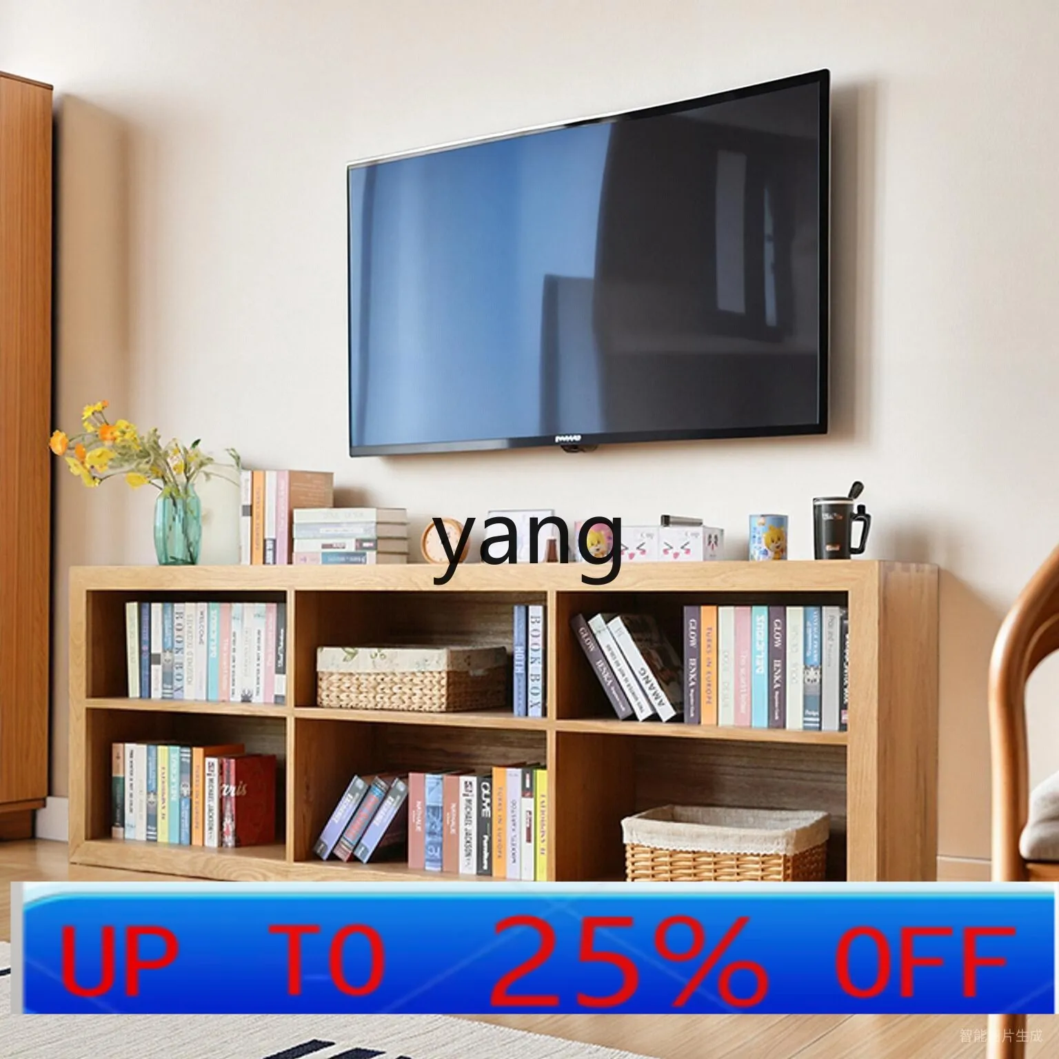 

Lmm TV cabinet All solid wood floor low cabinet Shelf simple lattice cabinet