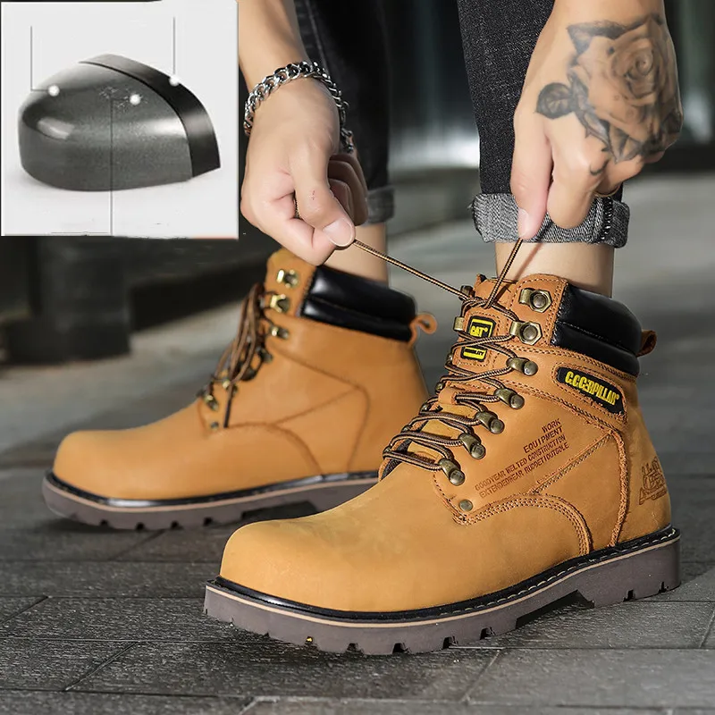 Genuine Leather Work Safety Boots For Work Boots Winter Shoes Men Work Shoes Male Steel Toe Shoes Safety Industrial Shoes