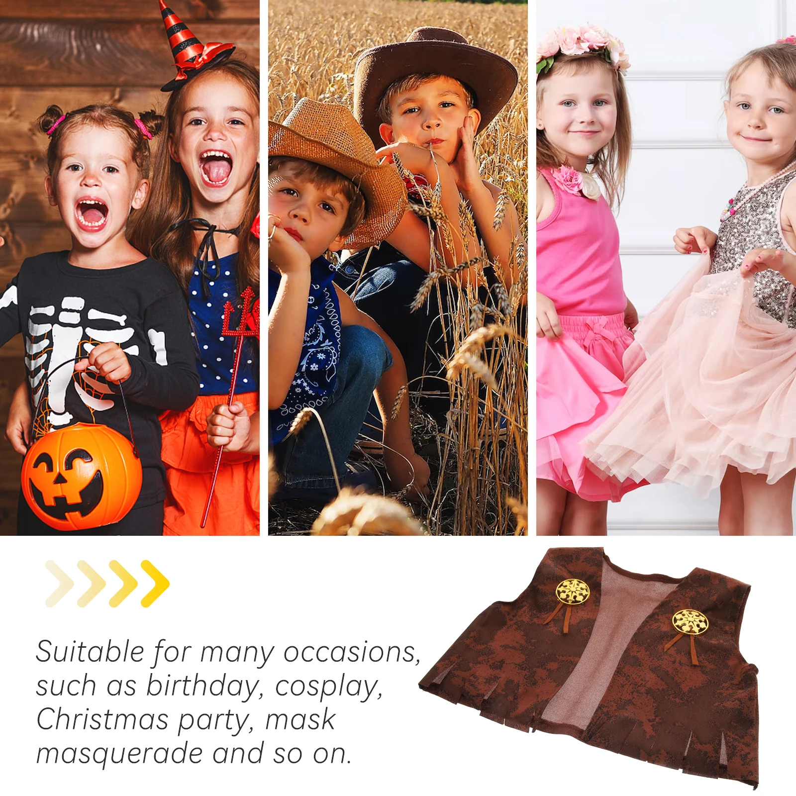 

Kids Cowboy Denim Tops Western Party Favor Style Party Costume Accessory Children Pretend Play Festive DIY Decor