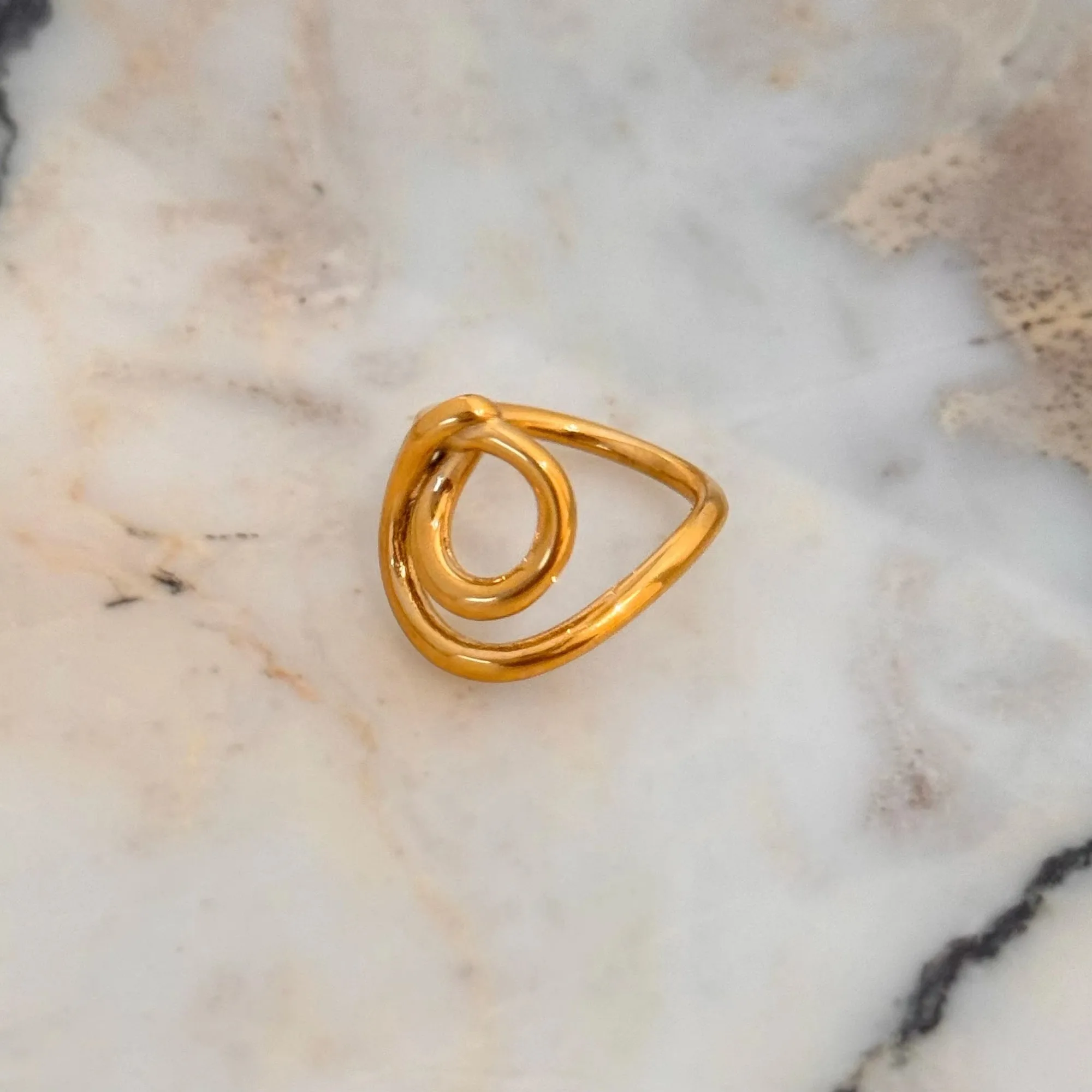 18k Gold Plated Stainless Steel Classical High Quality Line Circle Design Rings for Women Boho Tarnish Free Waterproof Jewelry