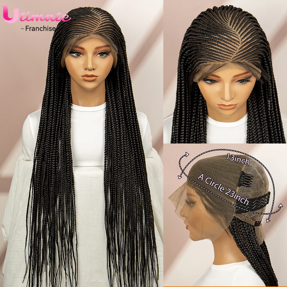 Cornrow Box Synthetic Braided Wigs Full Lace Box Braided Wigs for Black Women with Natural Baby Hair 360 Lace Wigs