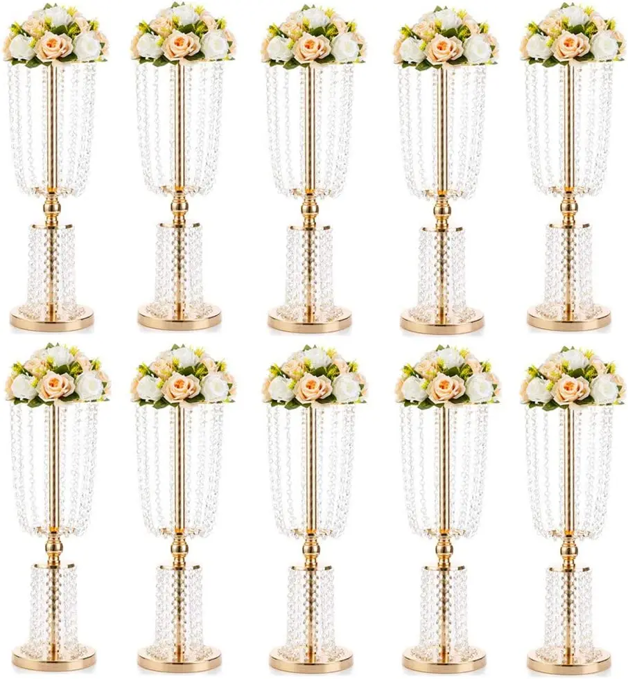 12pcs Acrylic Crystal Wedding Road Lead Table Flower Stand Candlestick Centerpiece Event Party Wedding Decoration Supplies