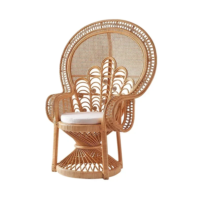 

Restaurant lobby high back cane peacock rattan chair