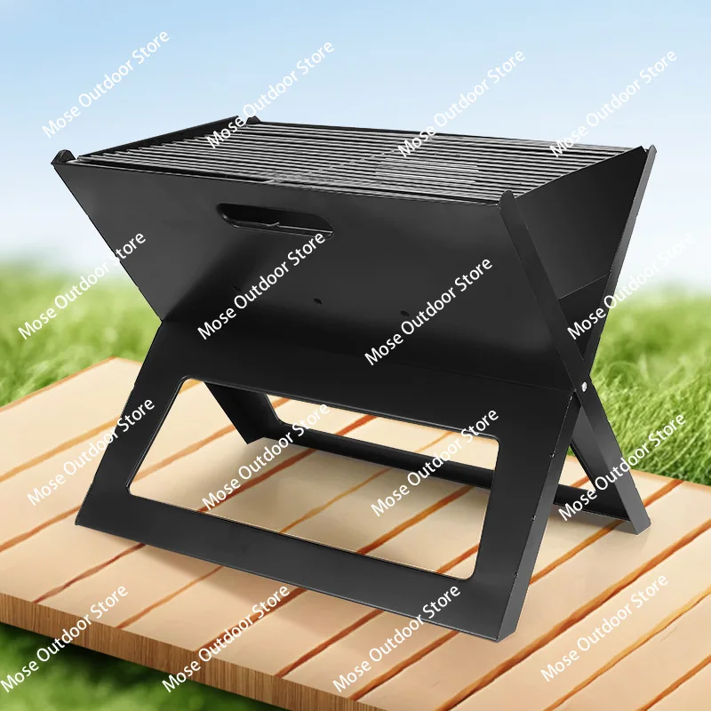 

American Outdoor Portable X-Type Folding Thickened Oven Stainless Steel Carbon Oven Camping Picnic