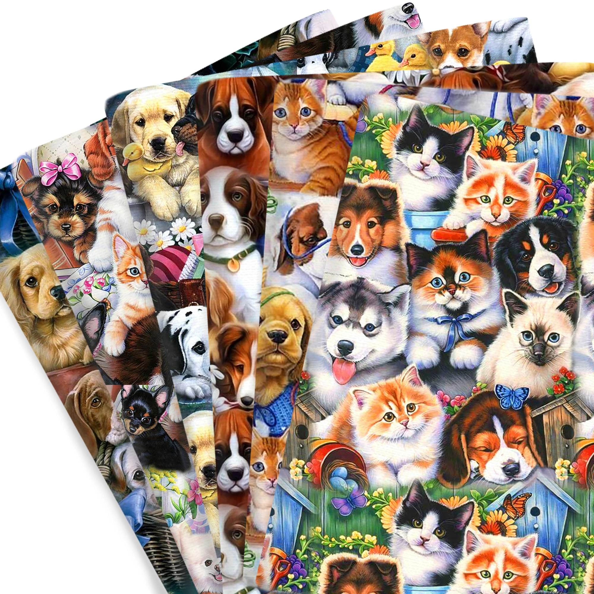 50*145cm Dog Cat Animal Patchwork Printed Cotton Fabric for Tissue Sewing Quilting Fabrics Needlework Material DIY Handmade