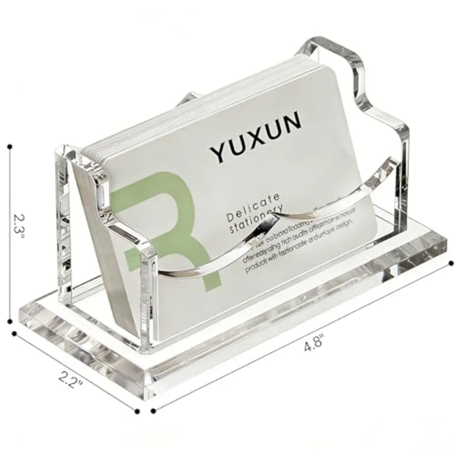 Acrylic Business Card Holder for Desk, Business Cards Holder Organizer for women, Clear Business Card Display Stand, 8mm Thicke