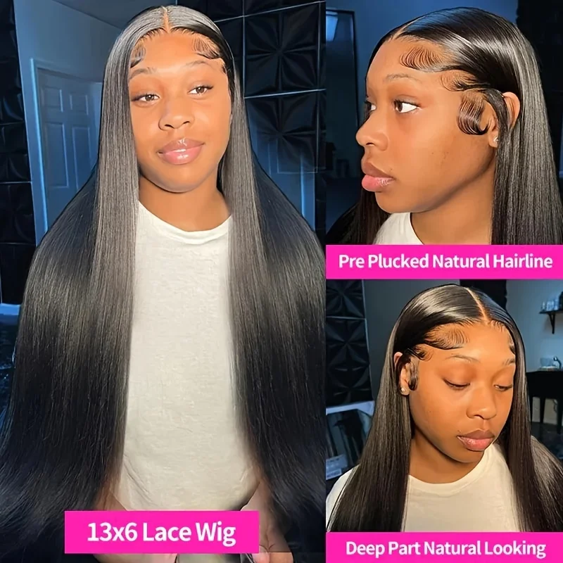 13x6 مستقيم الدانتيل شعر مستعار أمامي شفاف الدانتيل الباروكات الأمامية للنساء 180% الكثافة قبل قطعها مع شعر الطفل خصلات الشعر المستعار الإنسان