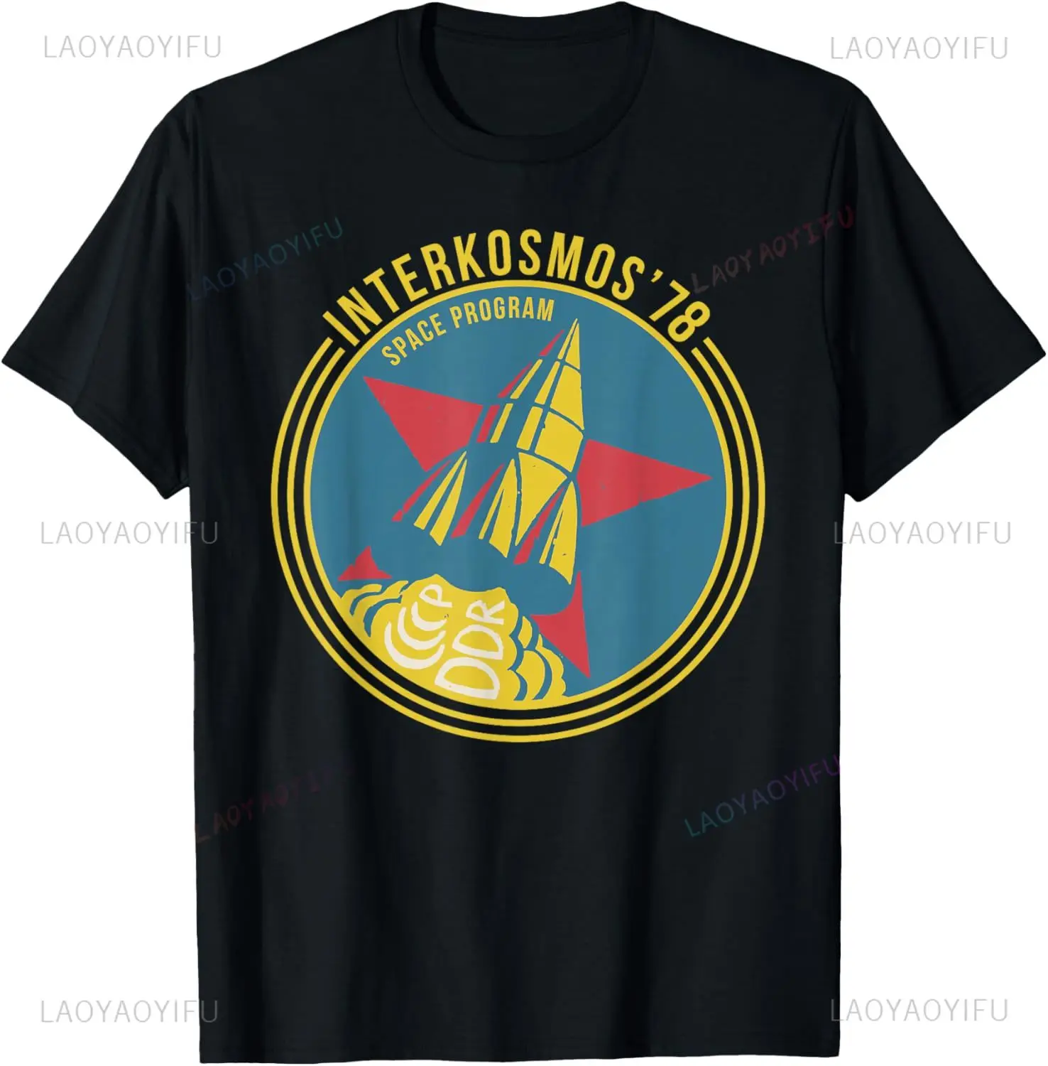 DDR DDR Ostalgia Intercosmos UdSSR T-Shirt Casual Kurzarm T-Shirt Bedrucktes T-Shirt Camisas Streetwear