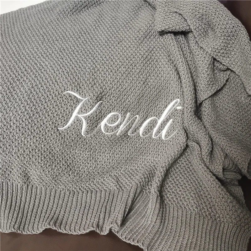 Name Personalisierte Baby Decke Neugeborenen Swaddle Wrap Decke Baumwolle Häkeln Kleinkind Baby Bettwäsche Krippe Bett Kinderwagen Decke