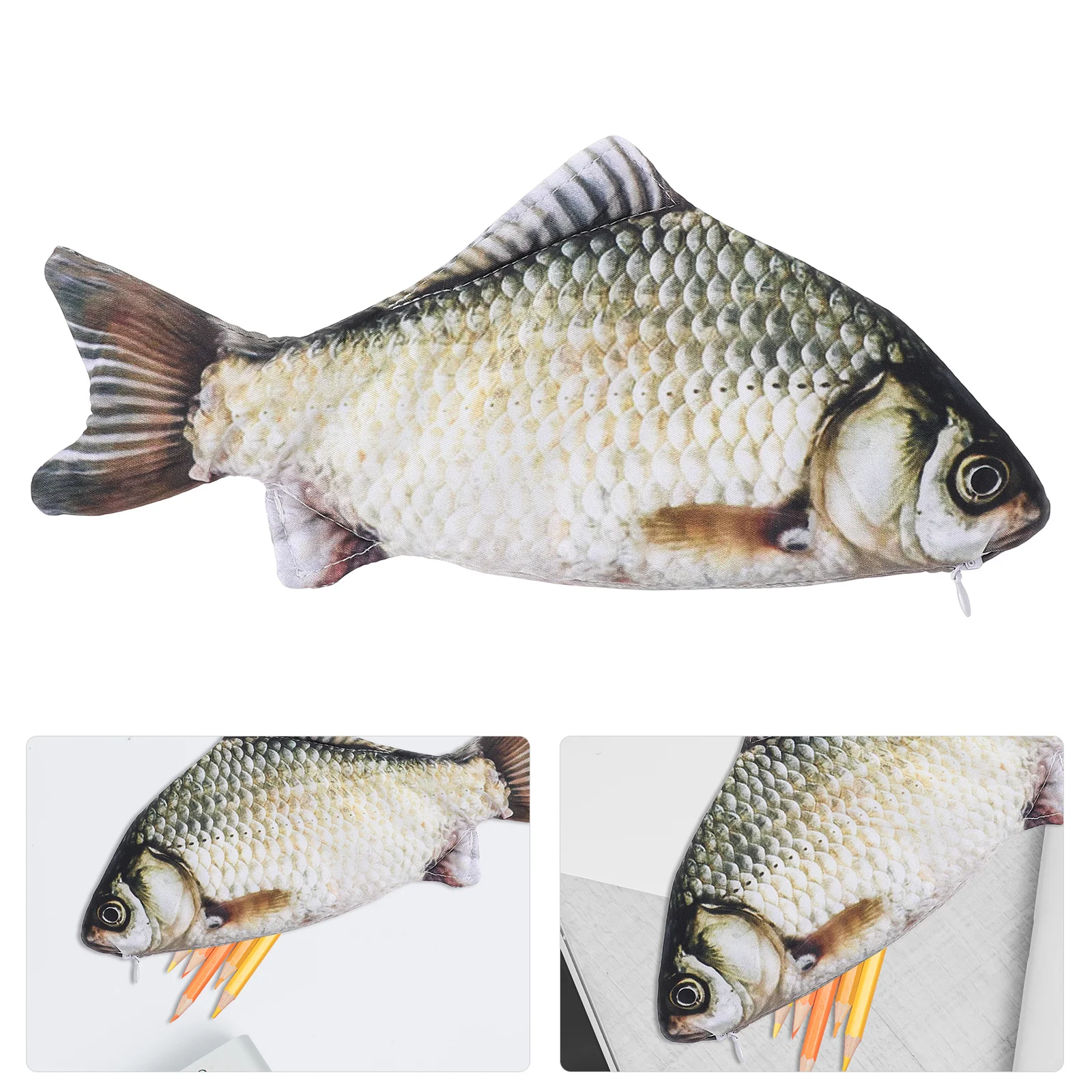 Simulation Fish Pencil Bag Large Capacity Stationery Organizer Pen Pouch Fish Coin Purse For School Office Storage