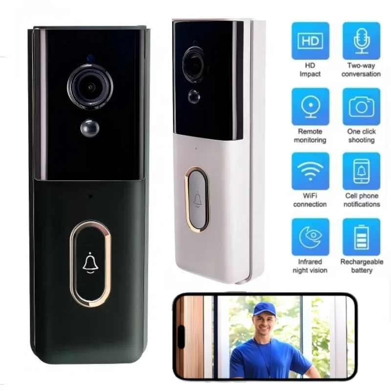 

Tuya уличный беспроводной дверной звонок 21700 мАч аккумулятор обнаружение движения домофон видео 1080P дверной звонок водонепроницаемый дверной звонок камера Wi-Fi