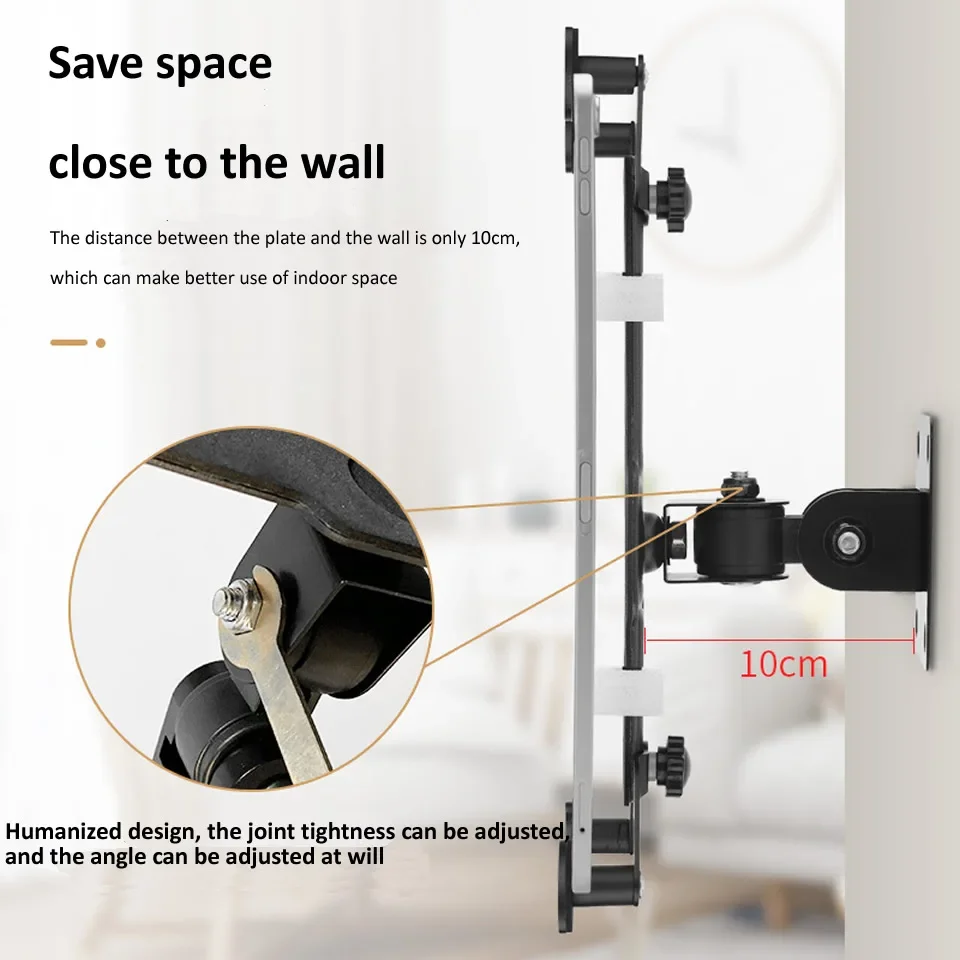 360 Rotation Wall Mount Tablet Holder Aluminum Alloy Wall Hang Bracket Stand for iPhone iPad Xiaomi Mipad Universal 7-13 inches