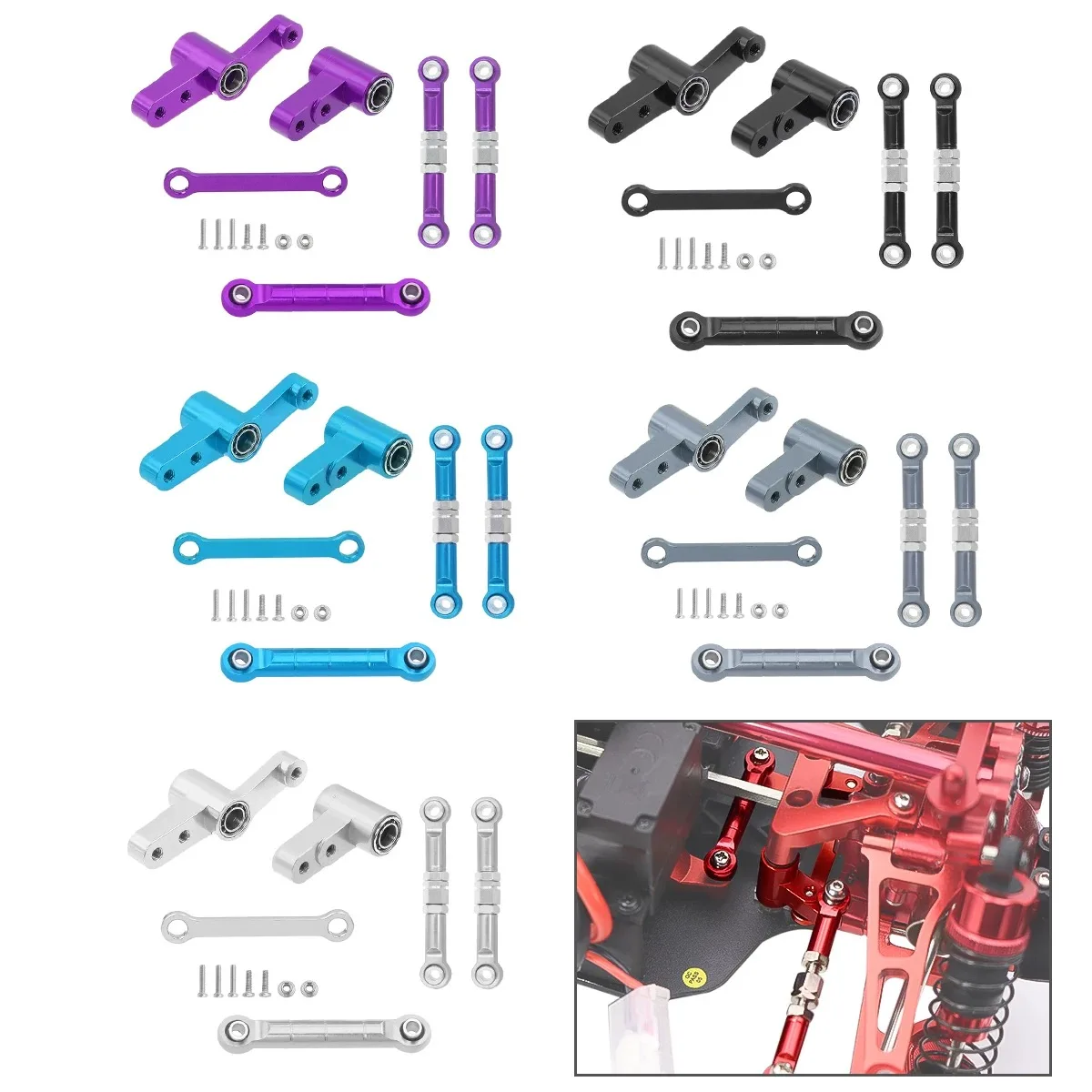 

Metal Steering Pull Rod Steering Group For MJX 1/14 14209 14210 H14BM RC Car Upgrade Parts