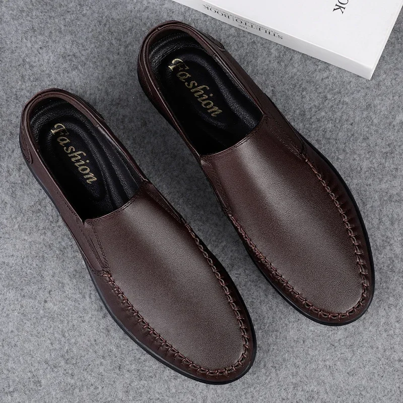 

Genuine Leather Men's Loafers Soft Cowhide Men Casual Shoes Luxury Brand Male Driving Footwear Slip-on Flats Handmade Moccasins