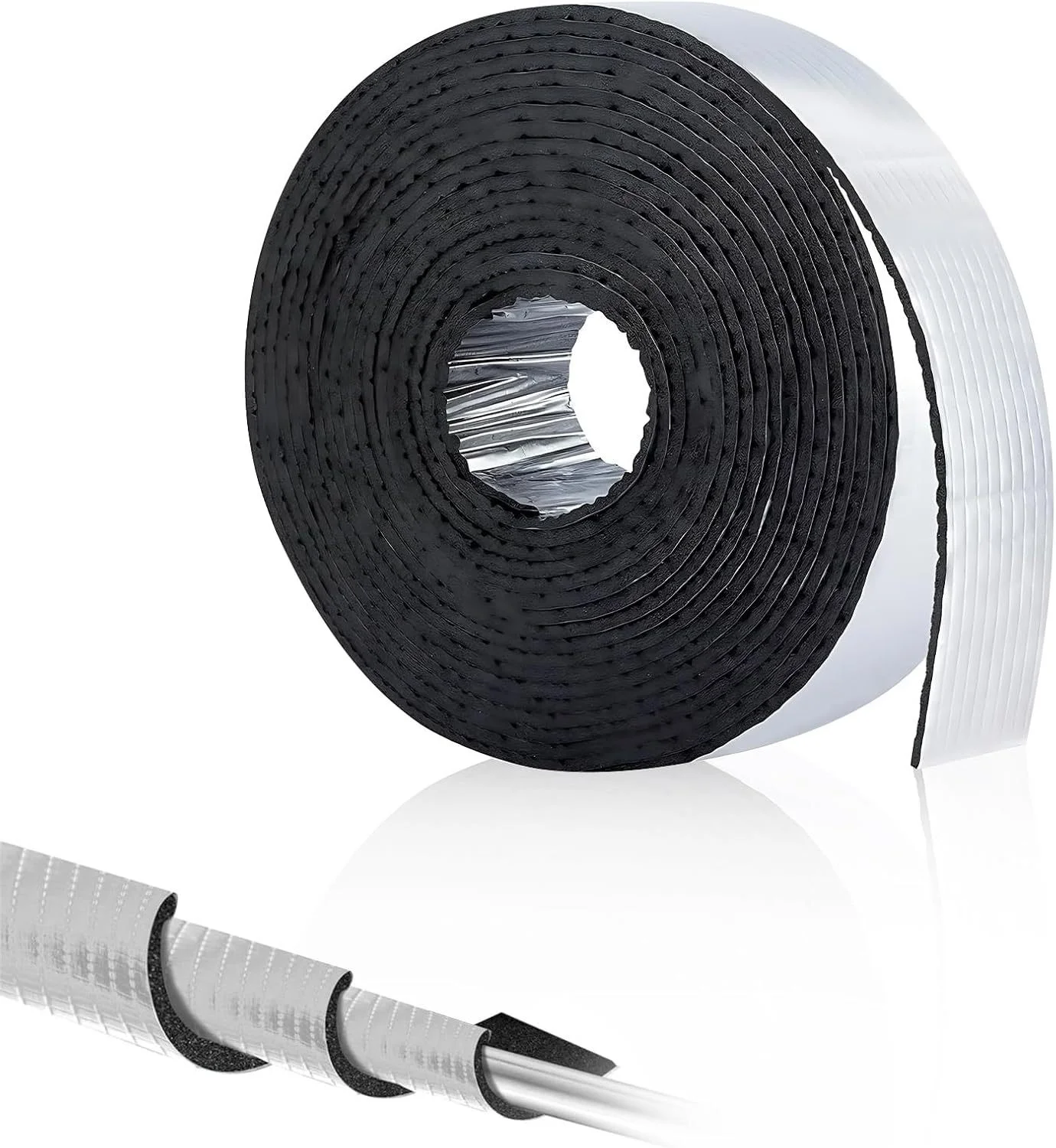 Kit di isolamento per tubi fai-da-te 5mm/10mm Nastro adesivo isolante in foglio di alluminio Foiled autoadesivo per uso di protezione del tubo dell'acqua