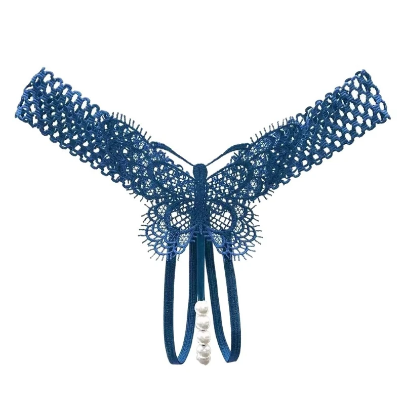 

Sexy Lingerie, Women's Hot Perspective Butterfly Embroidery, Beaded Crotch Thong, Flirtatious T-pants