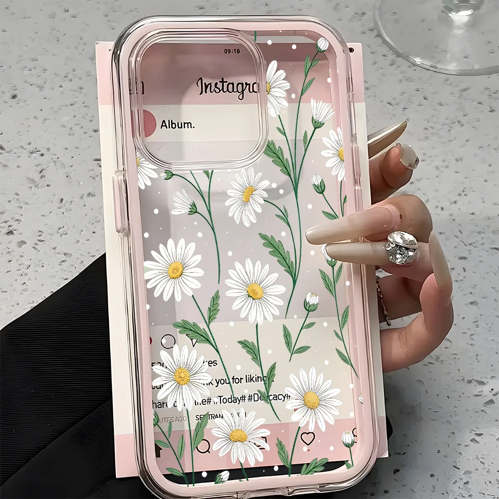 Frische Gänseblümchen-Blumenmuster 2-in-1 Transparente Handyhülle für Samsung Galaxy S26 Ultra S25 S23 FE S24 S22 Plus A57 A37 A55 A54 A36 A35 A16 Cover – Detail 4