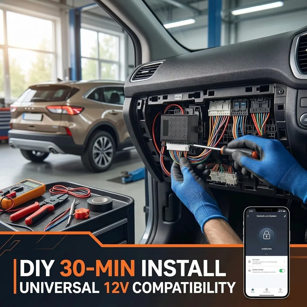Convenient 12V Keyless System Release Button Central Control Box Auto Remote Lock System Practical Locking System Vehicle