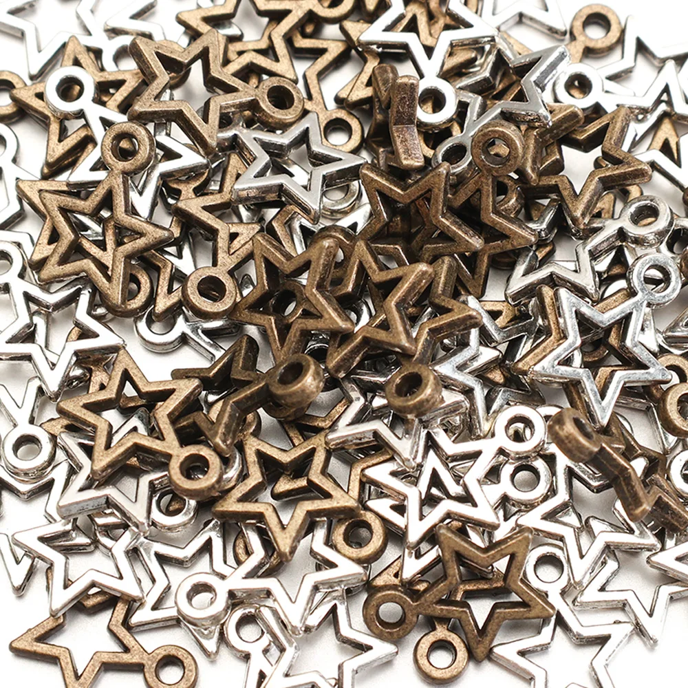 40pcs Charms Star Handmade จี้ทํา Fit VINTAGE เงินทิเบตสี Antique Bronze Plated DIY สําหรับสร้อยข้อมือสร้อยคอ