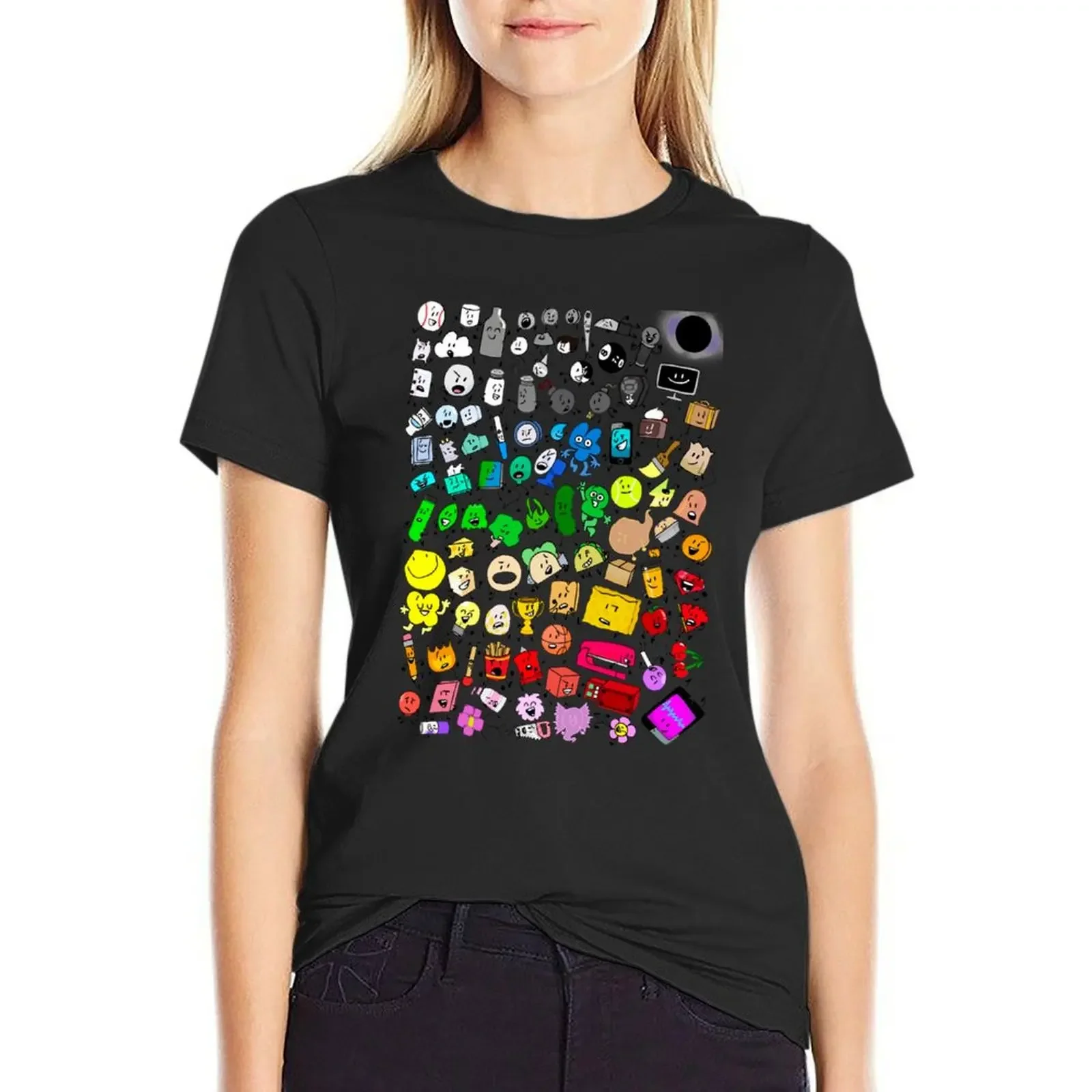 BFDI Inanimate Insanity All Characters (Transparent) T-Shirt cute clothes Blouse Female clothing Woman T-shirts