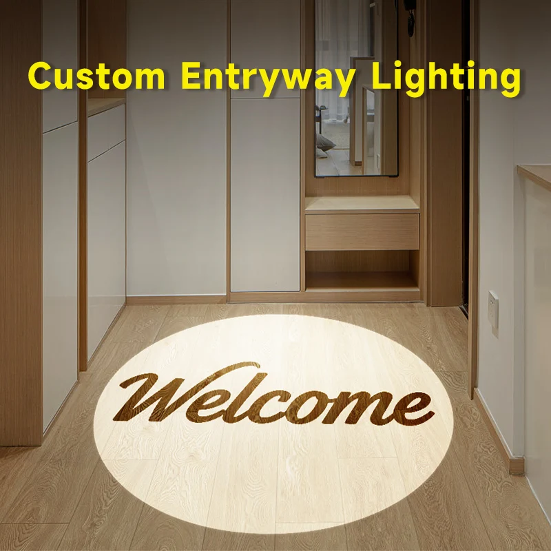 Proyeksi Gobo Keluarga yang Dipersonalisasi dengan Lampu Selamat Datang di Teras Dalam Ruangan dan Induksi Tubuh Manusia