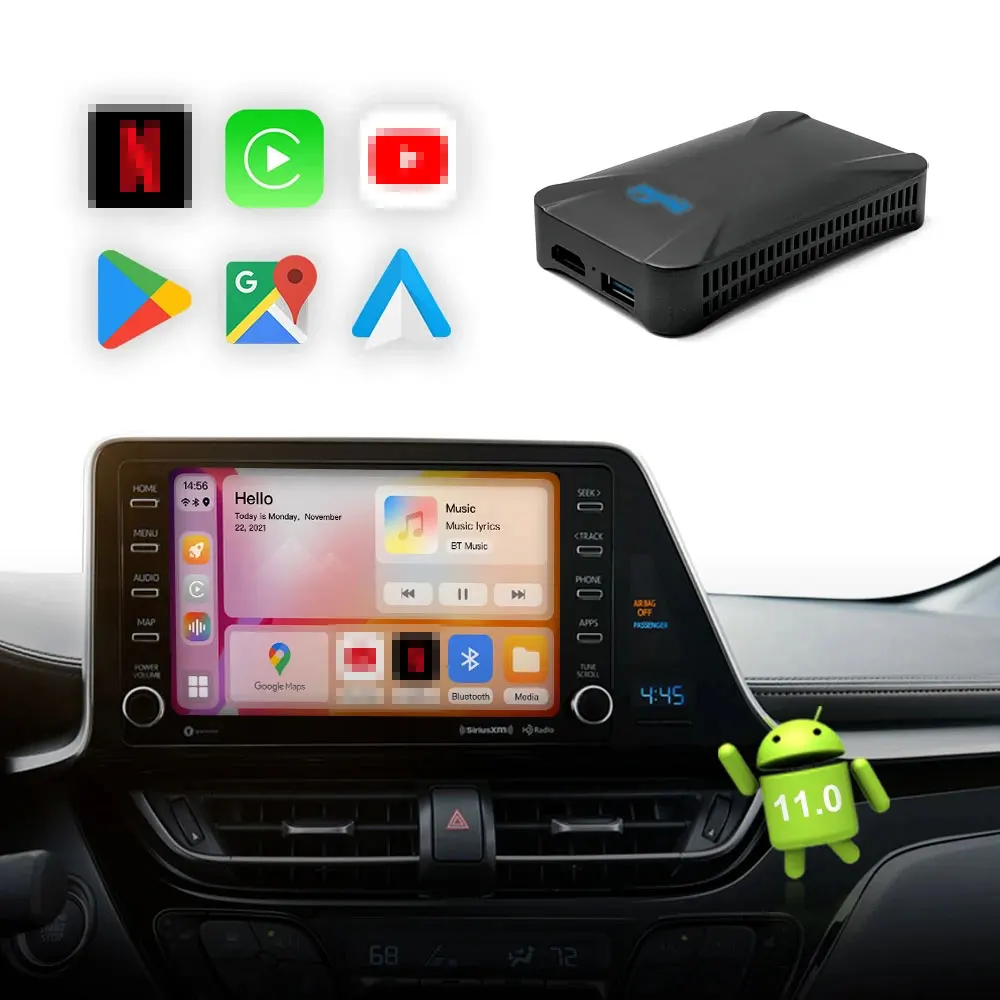 Беспроводной адаптер Carplay Android автомобильный ключ Android 11 Автомобильный плеер Mirrorlink Plug Play для Audi Benz Kia Volvo VW Ford Toyota