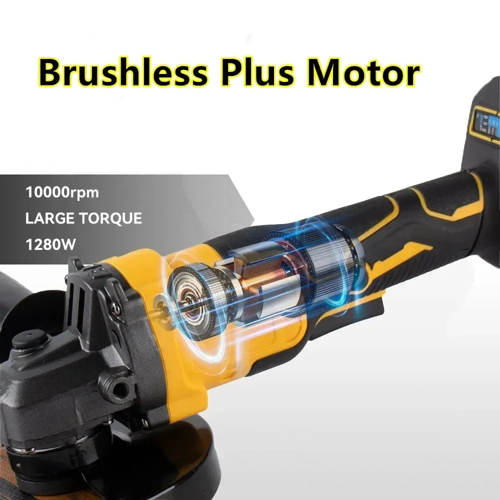 125MM Brushless Angle Grinder Metal Cutting Machine Polishing Grinder For DeWALT 20V Lithium Battery High Speed Electric Tools