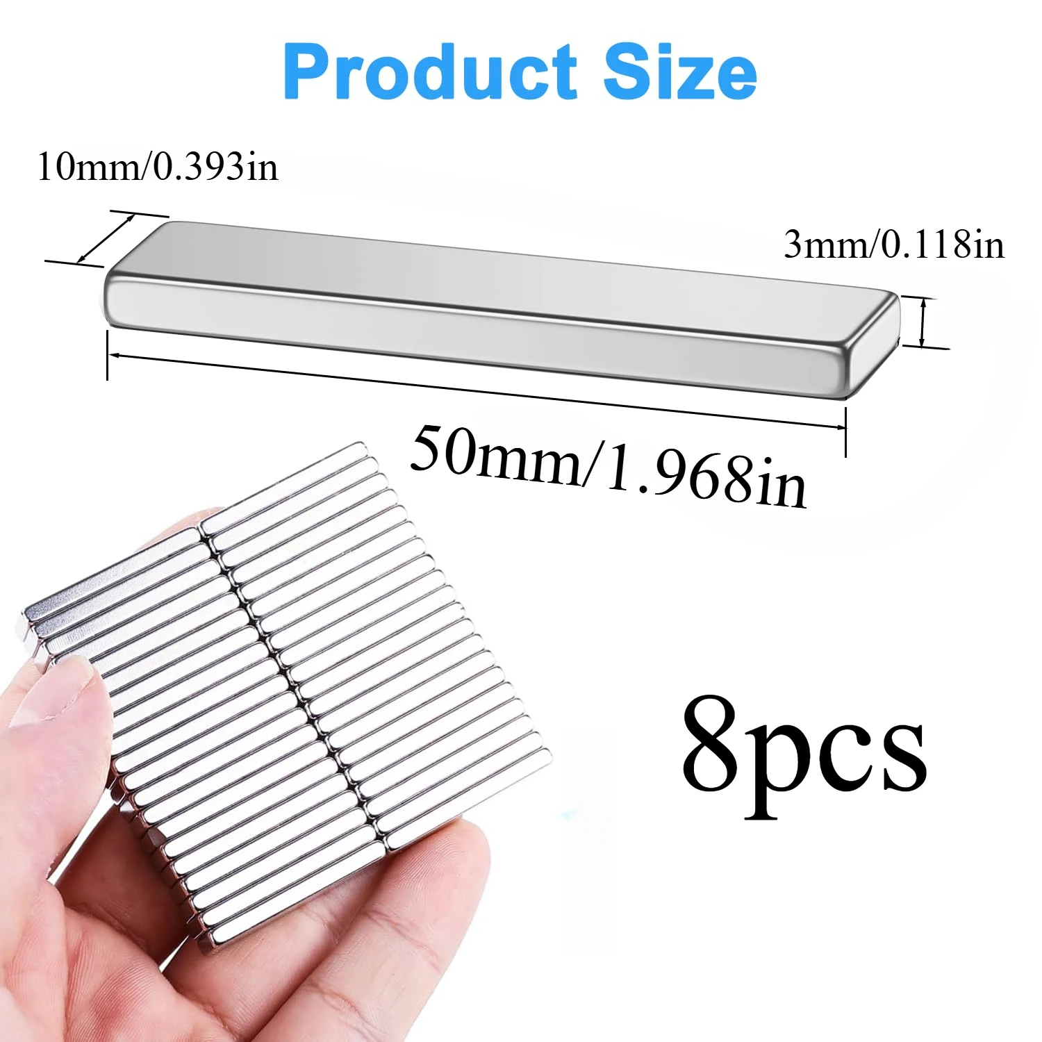 Mehrteiliges Set mit 50x10x3/40x10x3mm Rechteckigen Magneten, Geeignet für Fotowände, Büros, Werkzeugaufbewahrung, Garagen – Detail 4