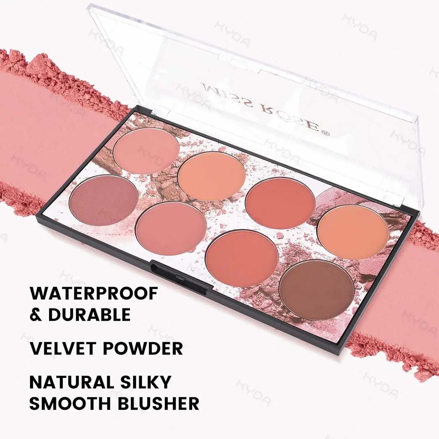 8가지 색상 페이스 블러셔 팔레트 부드럽고 블렌딩 가능한 파우더 컨투어 및 하이라이터가 포함된 다용도 블러셔 메이크업
