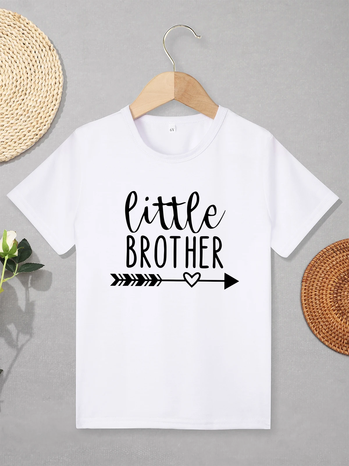 Big Sister and Little Brother Twin Boy Girl T-shirt Simple Style Spring Summer Casual Cute Kids Clothes Fashion Trend Urban Tees