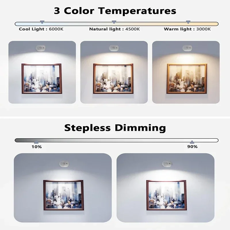 Toque usb 360 rotativo led sensor de movimento lâmpada parede recarga sem fio portátil luz da noite para o quarto lâmpada leitura