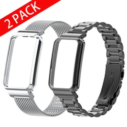 Correa de Metal + marco para Redmi Band 2, funda protectora para reloj inteligente, pulsera de acero inoxidable para reloj Redmi Smart Band Pro