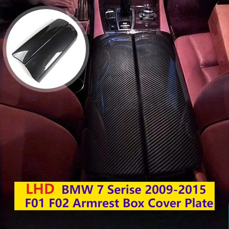 

7 серии F01 F02 Piano Black Carbon Friber узор автомобильный чехол для хранения центральной консоли подлокотник крышка отделка замена для BMW