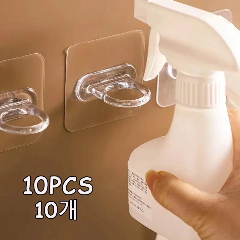 Ganchos redondos multifuncionales montados en la pared, estante de almacenamiento de pasta sin costuras, sin perforaciones, para cocina, baño, anillo para el hogar, 10 Uds.