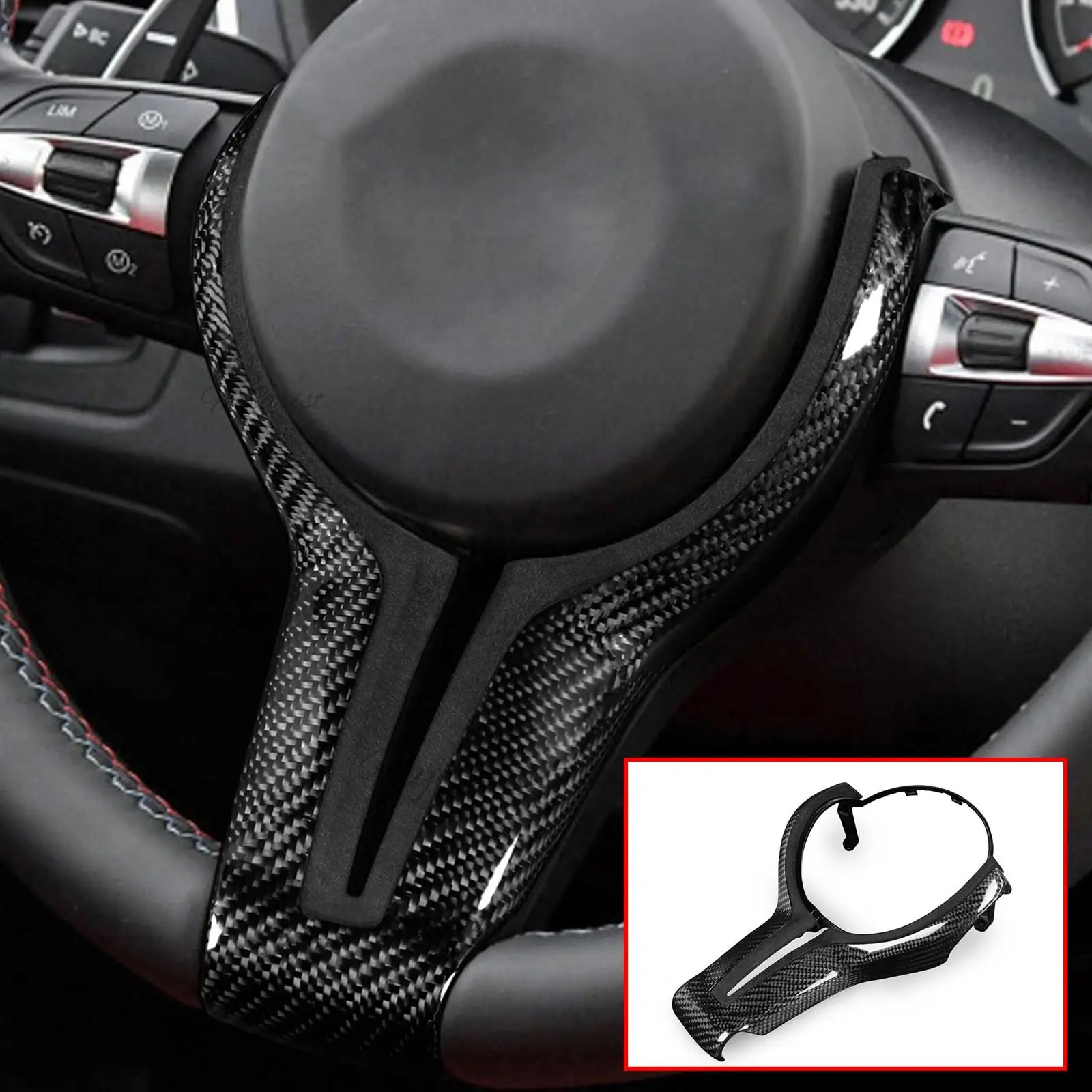 Suede Carbon Fiber Steering Wheel Trim Cover Replace Fit For BMW M2 M3 M4 M5 M6 X5M