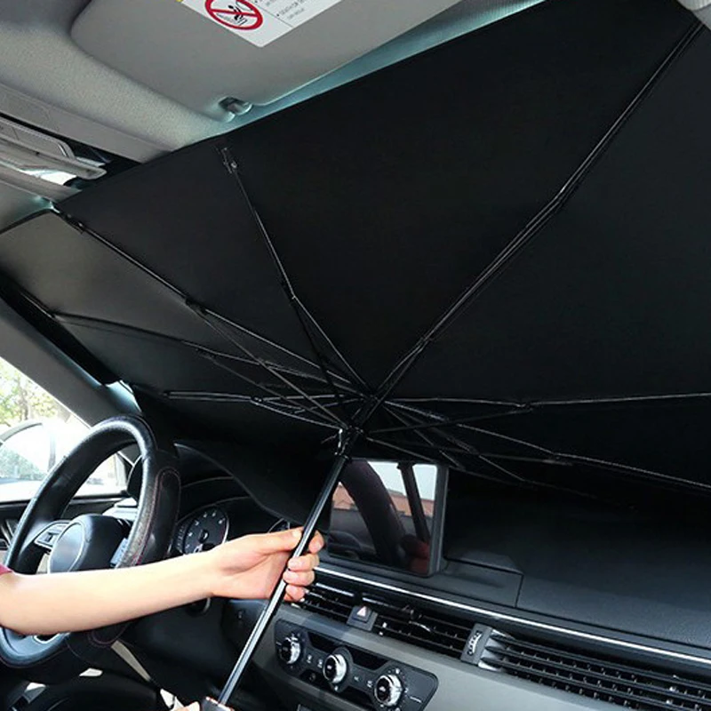 

Silver Foldable Car Sun Visor Umbrella Sunshade Parasol Shade UV Block Windshield Protection Protector Interior Window Cover