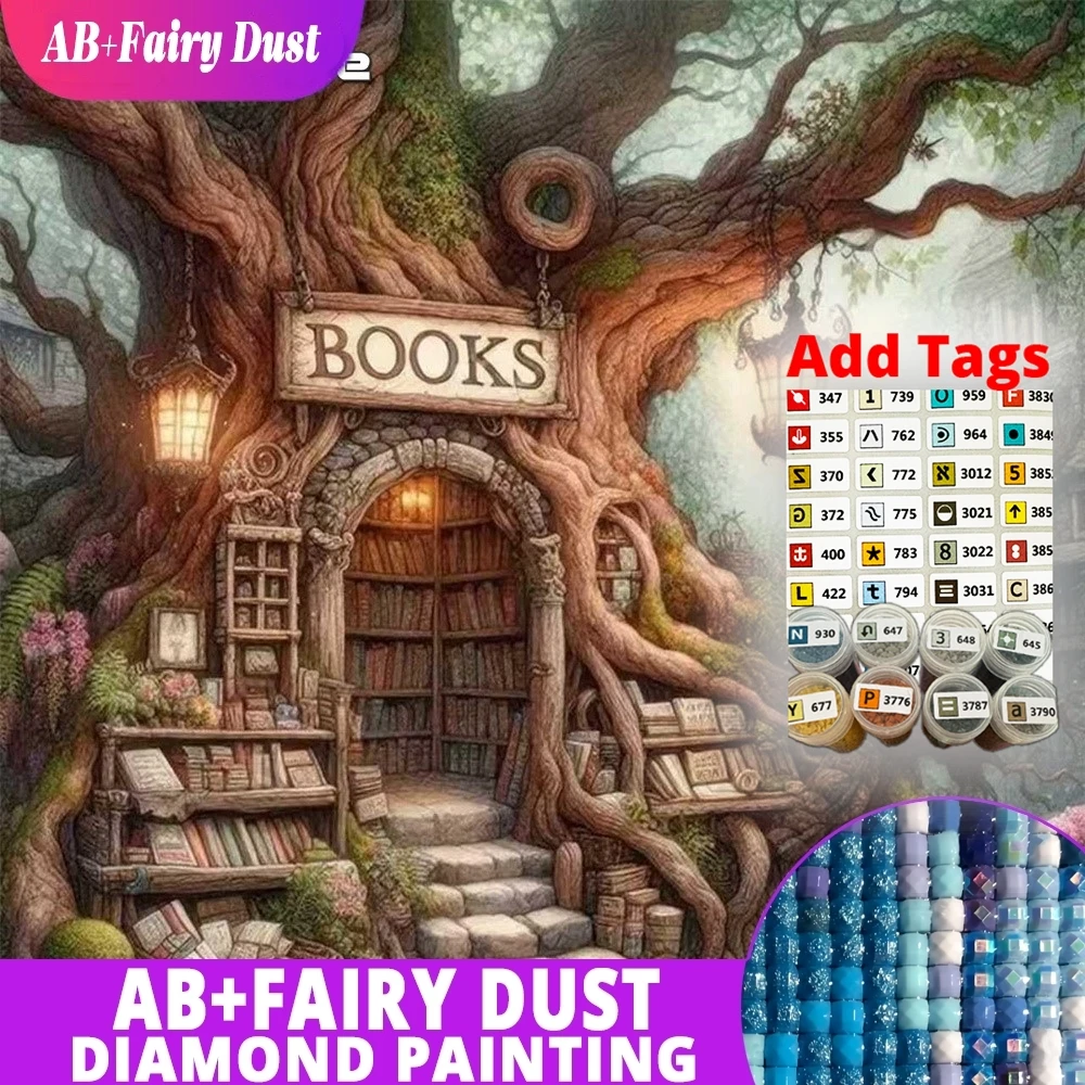 

AB Fairy Dust Новое поступление Алмазная картина Книжный магазин Пейзаж DIY Наборы для вышивки крестом Рукоделие Алмазная мозаика Дерево Ручная работа Gif