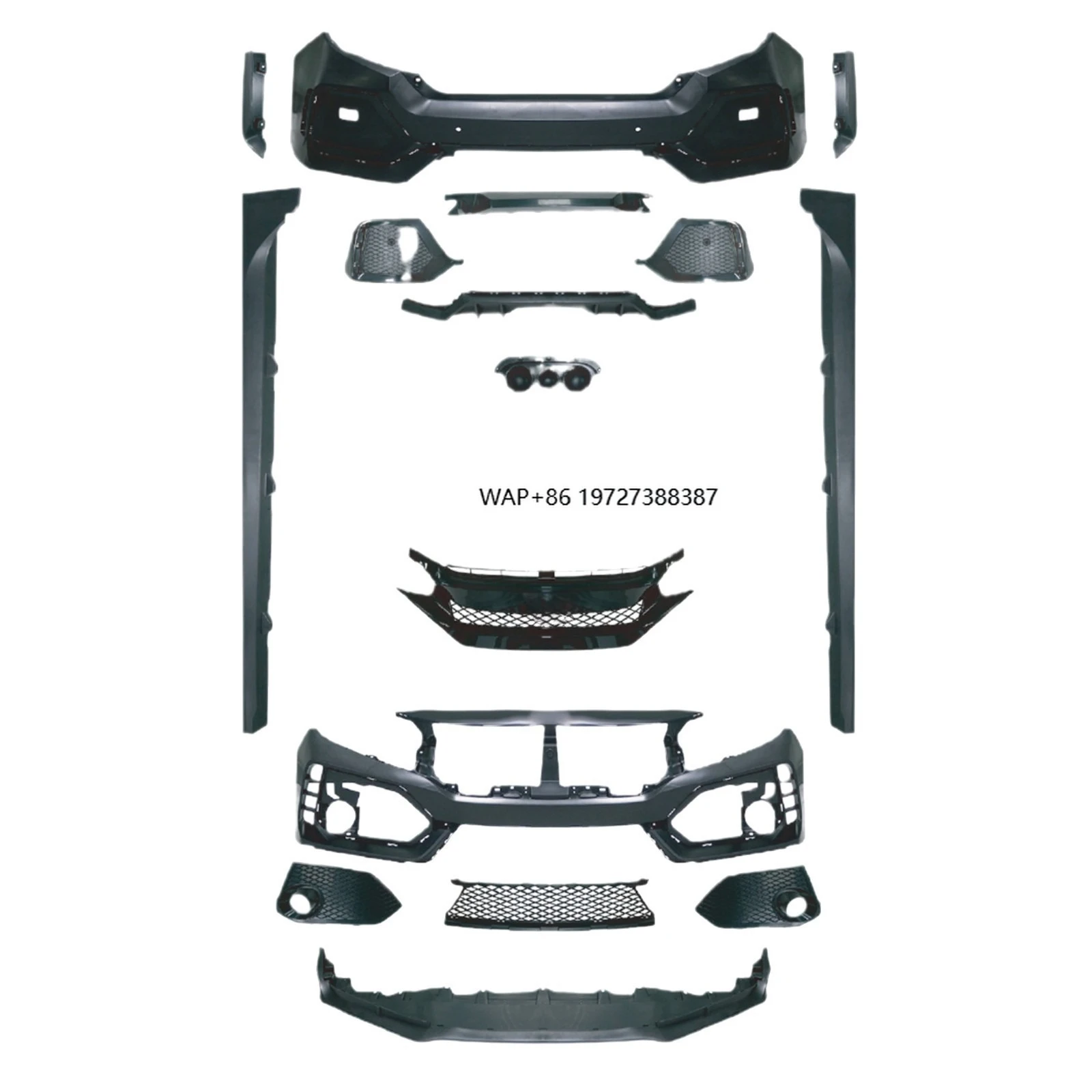 

Car Parts Modified Type-r Body Kit Front Rear Bumper Grille Hood Side Skirt for Sedan Full Kits for 10th 2016-2020